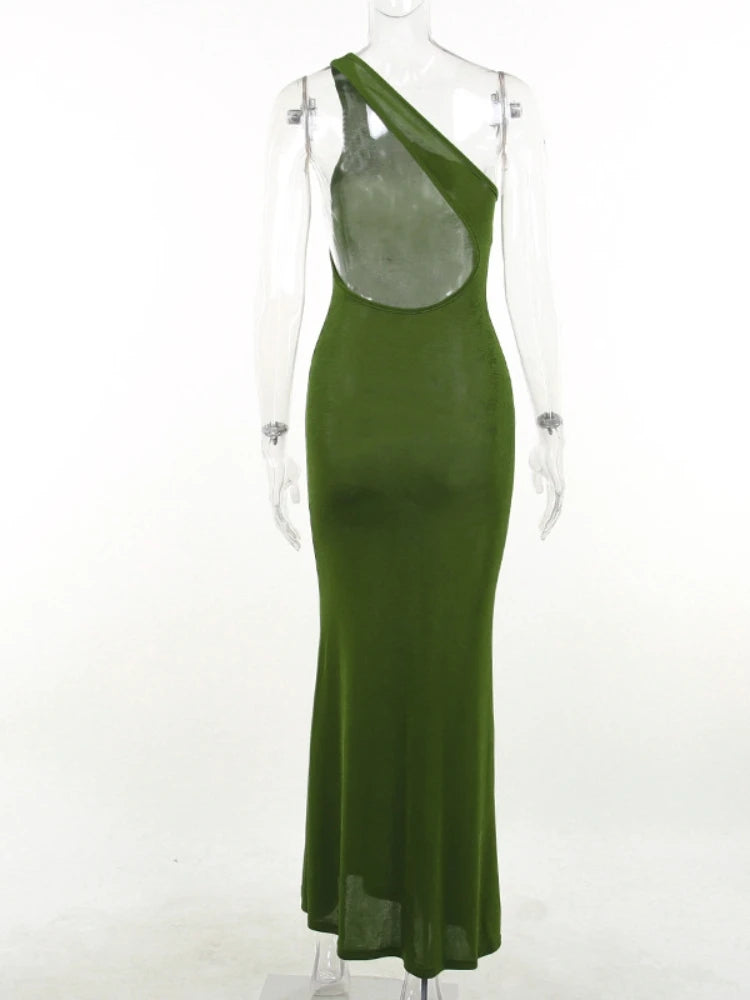Summer Women Dress Casual&Sexy Inclined Shoulder Backless One Piece