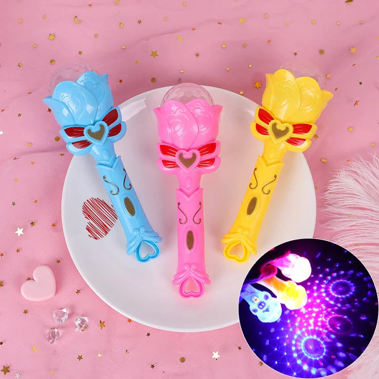 Glowing Girl Princess Magic Wand Toy LED Night Light Magic Wand Glitter Glowing Stick For Girls Cosplay Party Props Kids Gifts