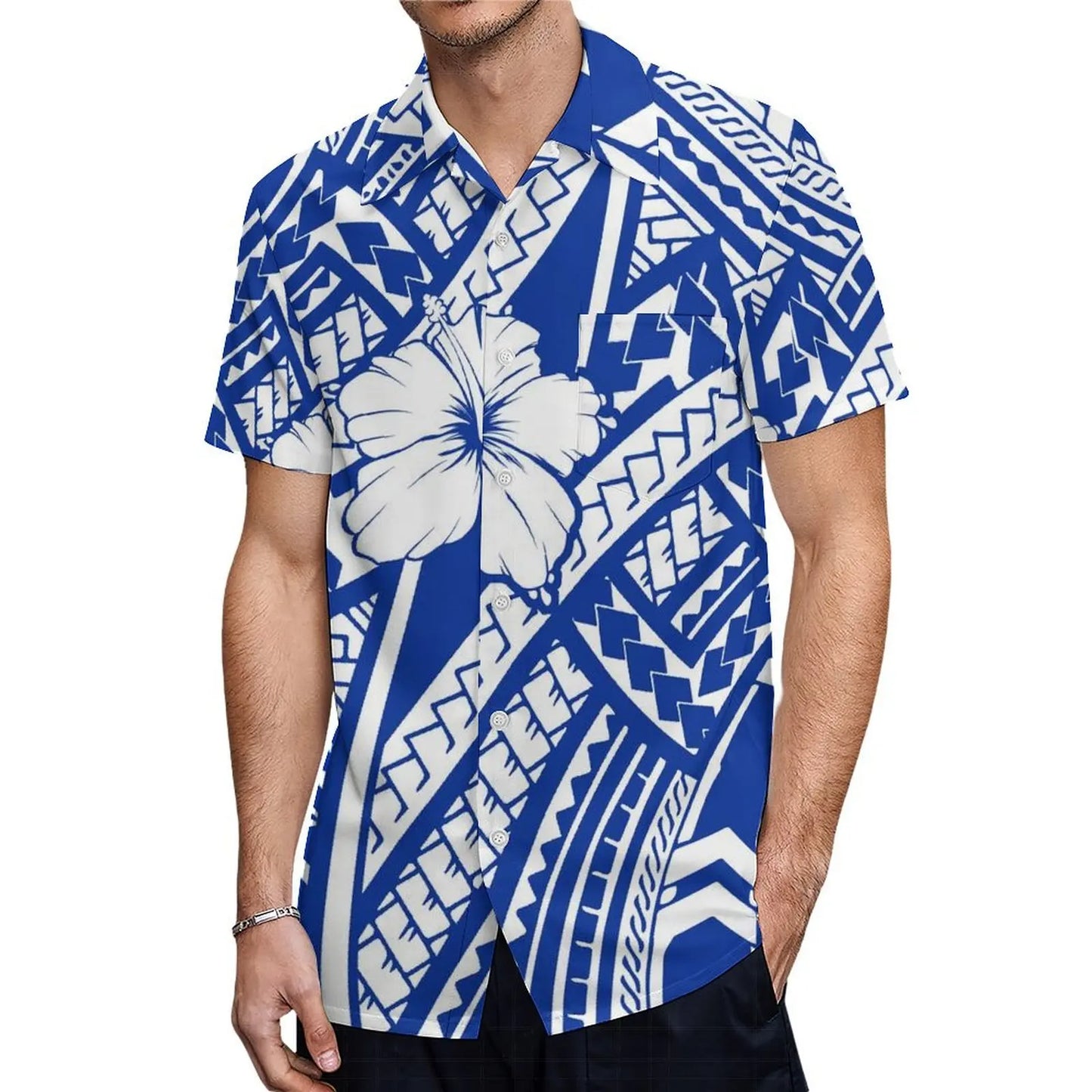 Summer Samoan Couple Suit Women'S Short-Sleeved Dress Party Fashion Fishtail Skirt And Men'S Shirt Polynesian Island Clothing