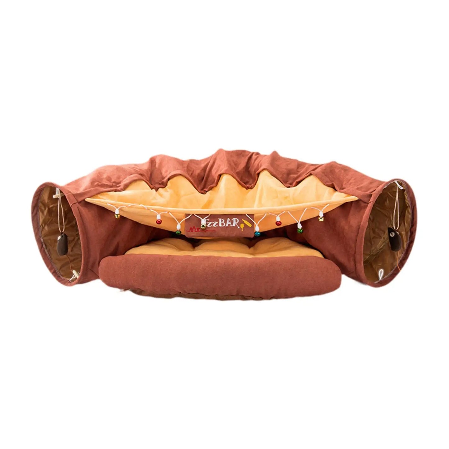Foldable Cat Tunnel Bed with Removable Mat Kitty Training Interactive Cat Activity Center for Cats Pets Outdoor Ferrets