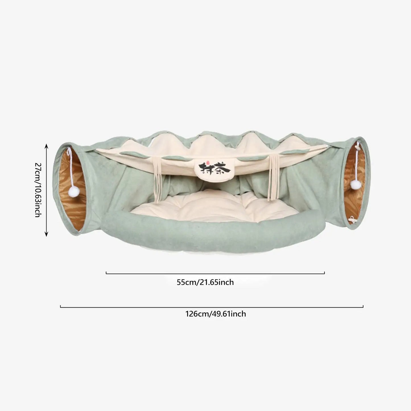 Foldable Cat Tunnel Bed with Removable Mat Kitty Training Interactive Cat Activity Center for Cats Pets Outdoor Ferrets