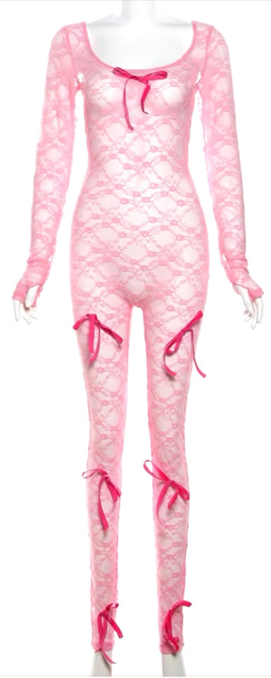Lace Bow Jumpsuits
