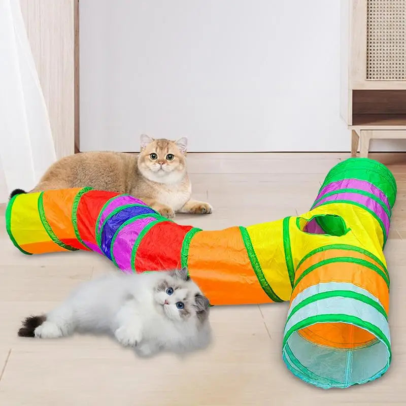 Cat Tunnel Outdoor Pet Cat Toy Channel T Shape Cat Track Toy Kitten Tunnel Small Animal Tunnel Portable Interactive Cat Toy