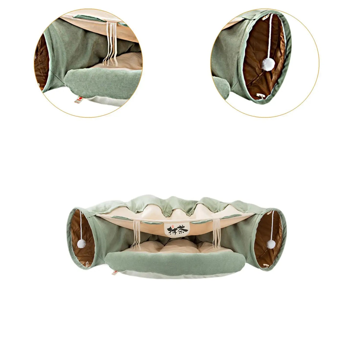 Foldable Cat Tunnel Bed with Removable Mat Kitty Training Interactive Cat Activity Center for Cats Pets Outdoor Ferrets