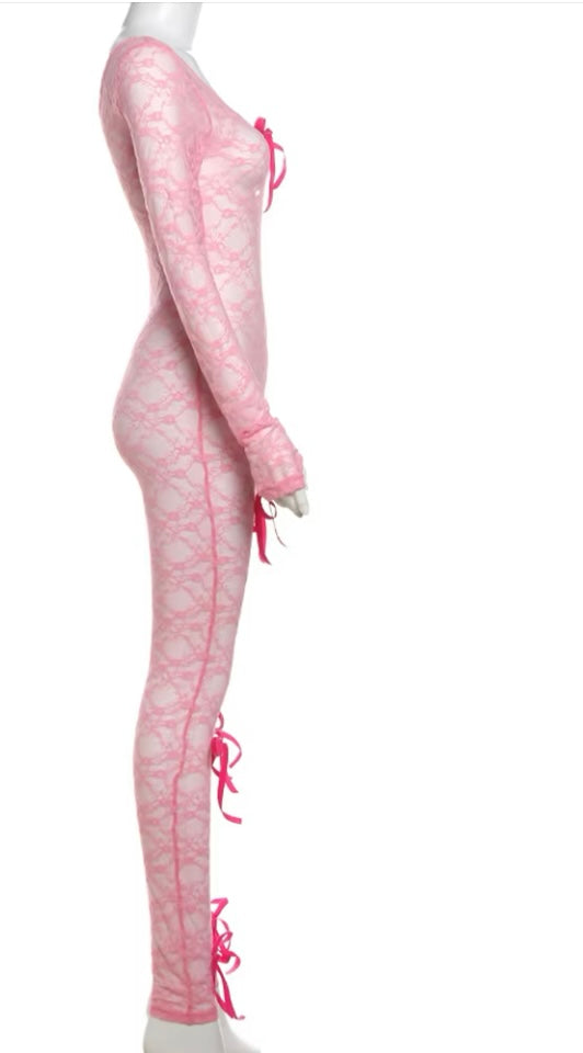 Lace Bow Jumpsuits