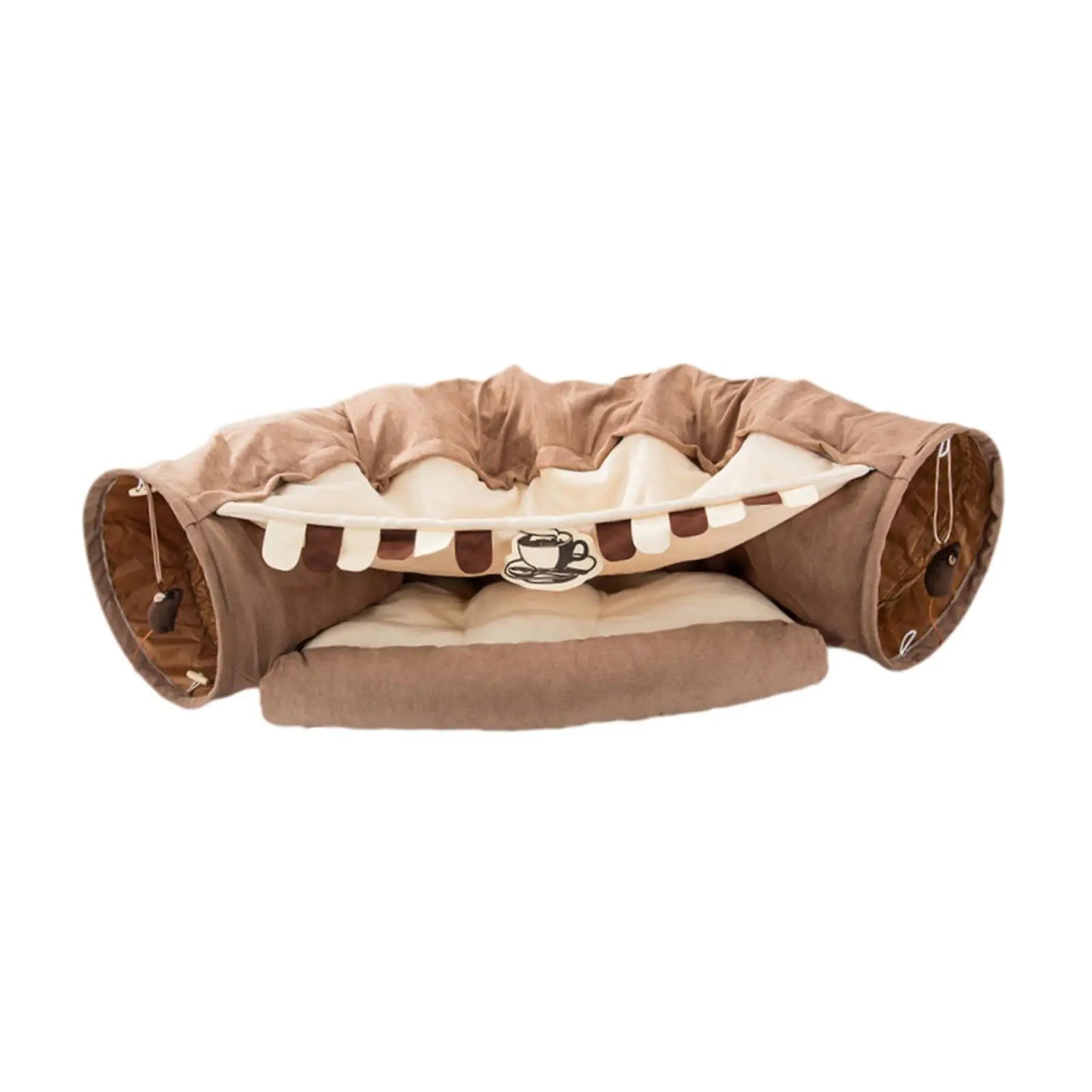 Foldable Cat Tunnel Bed with Removable Mat Kitty Training Interactive Cat Activity Center for Cats Pets Outdoor Ferrets