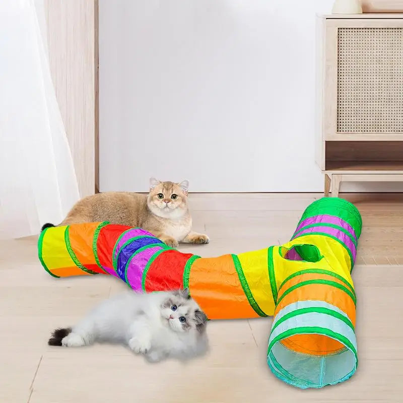 Cat Tunnel Outdoor Pet Cat Toy Channel T Shape Cat Track Toy Kitten Tunnel Small Animal Tunnel Portable Interactive Cat Toy