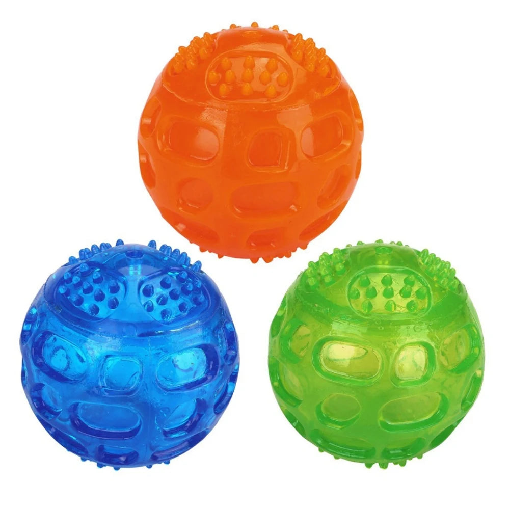 Pet Teething Sound Toy Bite Resistant Rubber Ball Cat Dog Interactive Toy Tooth Cleaning Ball Pet Tooth Care Accessories