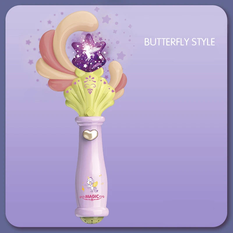 Girl Glow Fairy Magic Wand Toy Led Light Magic Wand With Music Flash Hair Wand Creative Girl Princess Cosplay Party Props Gift