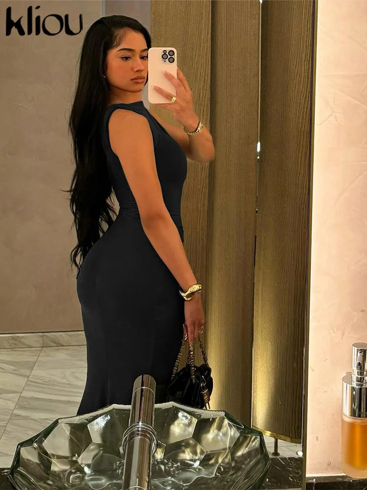 Solid Elegant Maxi Dress Women