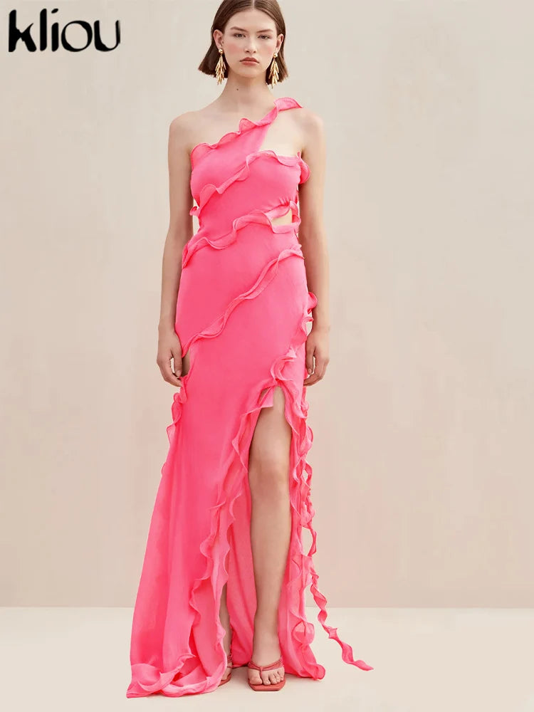 Solid Patchwork Maxi Dress Women