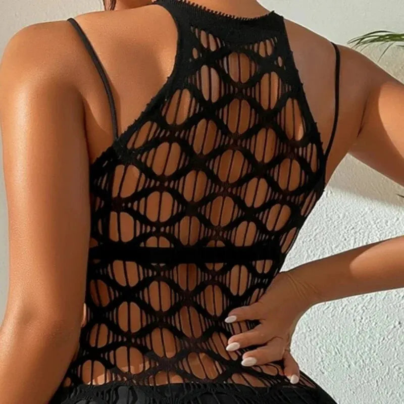 Sexy Cover Up Hollow Out Fishnet Dress