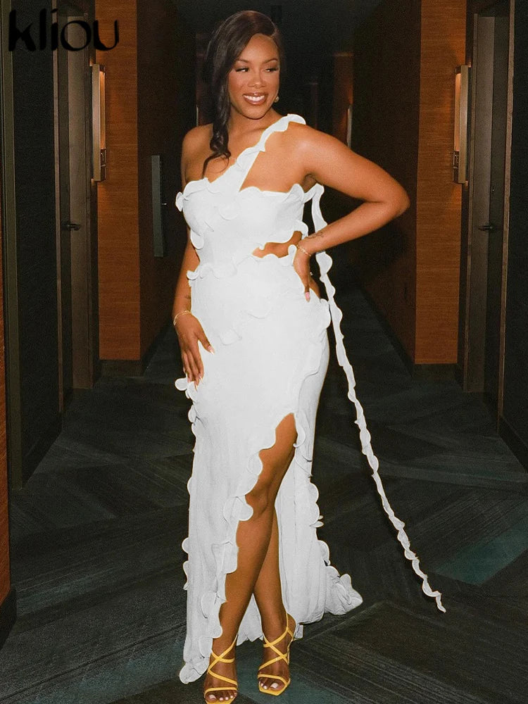 Solid Patchwork Maxi Dress Women