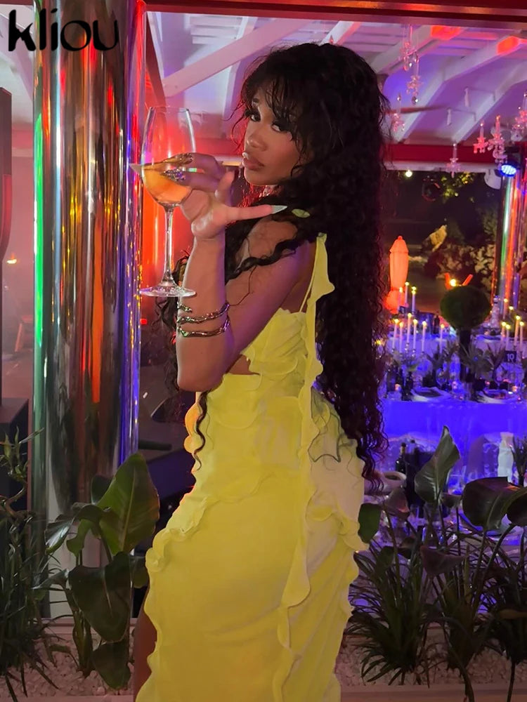 Solid Patchwork Maxi Dress Women