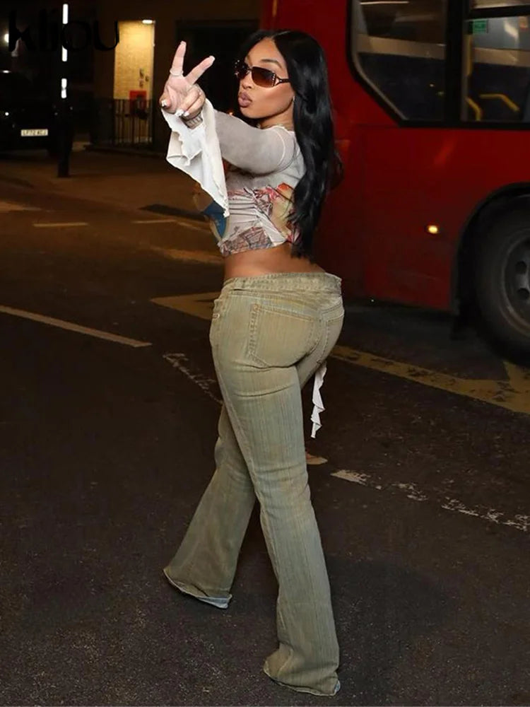 Mesh Portrait Print Asymmetrical T-shirts