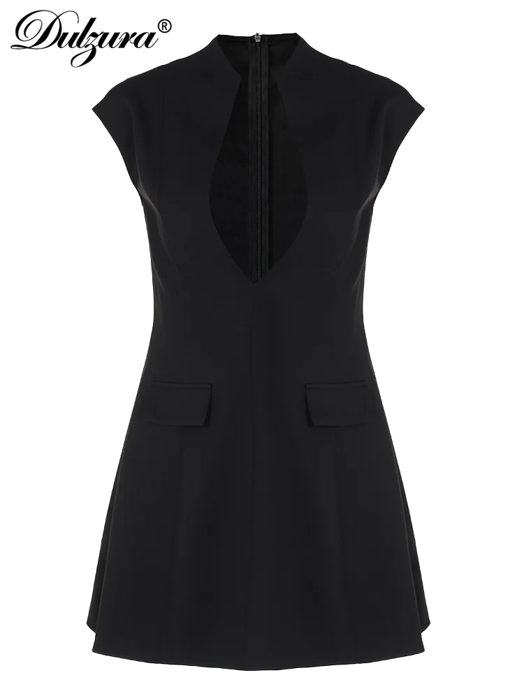 Deep V-Neck Zipper Mini Dress Solid Summer Women'S Outfits 2024 Party Clothes Clubwear Birthday Wholesale Drop Shipping