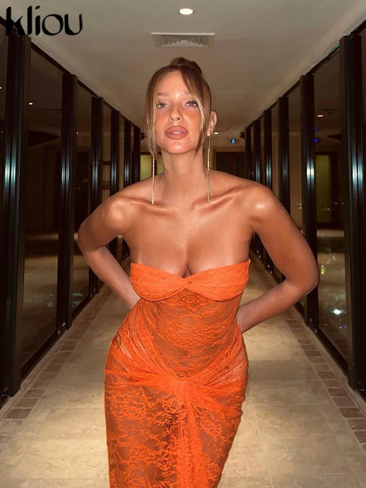 Summer Women Maxi Dress Sexy Pure Lace