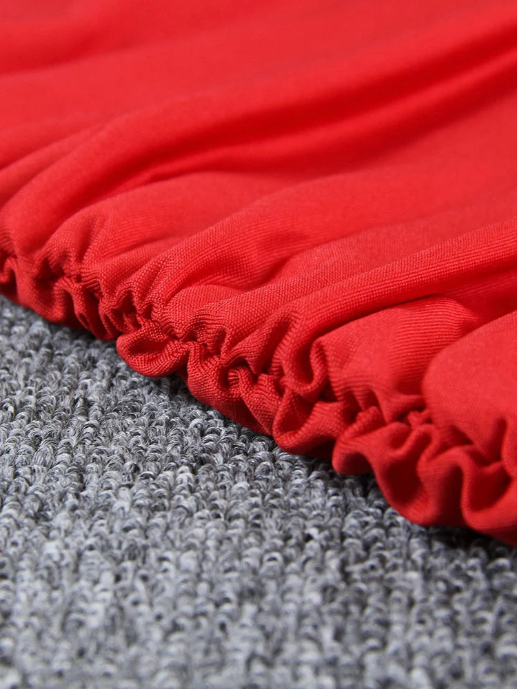 Sexy Ruffle V Deep Evening Party Dress 2024 Summer Short Halter Red Dresses For Women Tight Club Mini Dress Clubwear