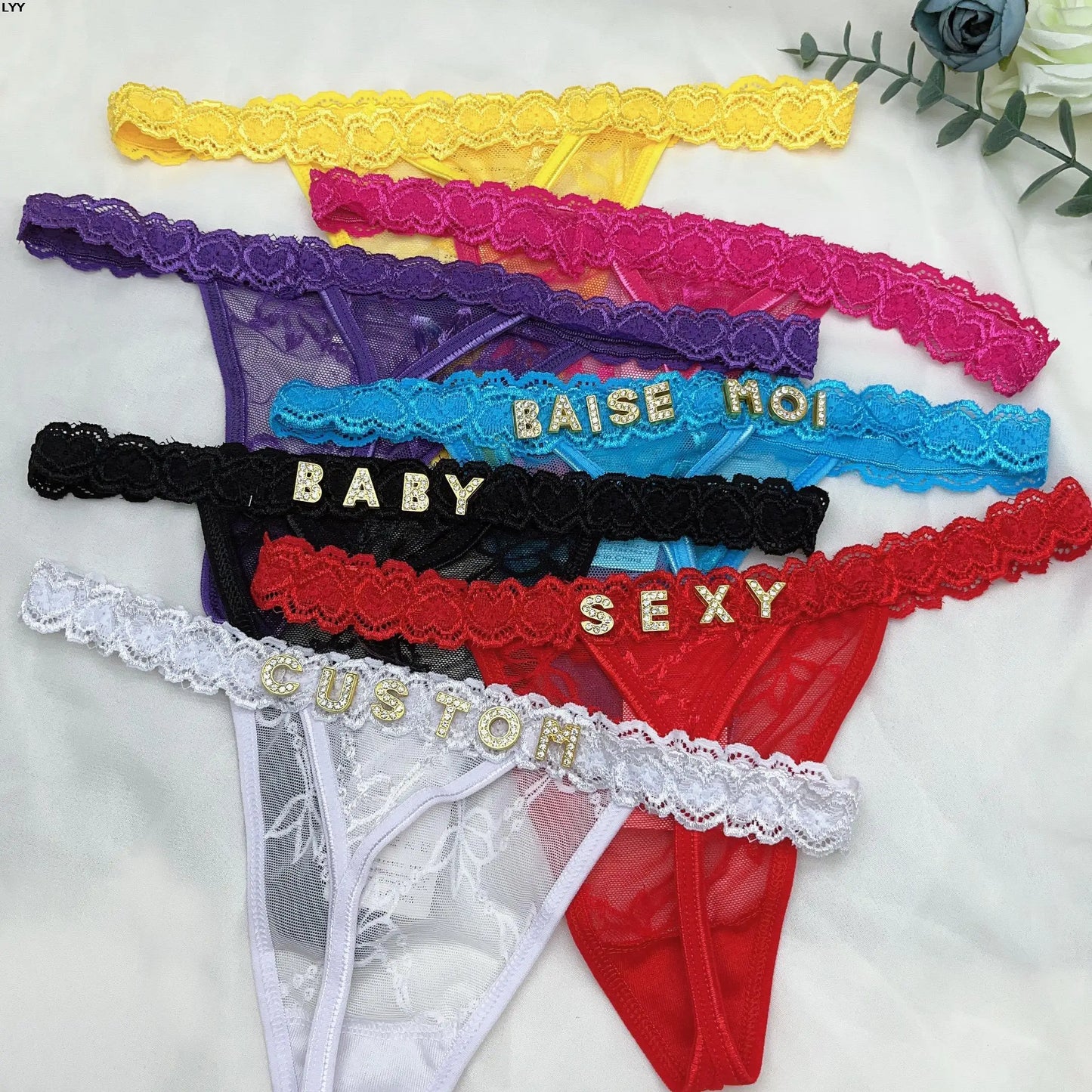 Custom Thong Panties For Women Custom String Name Jewelry Sexy Lady Customized Gold Letter Bikini Personality Personalised Thong