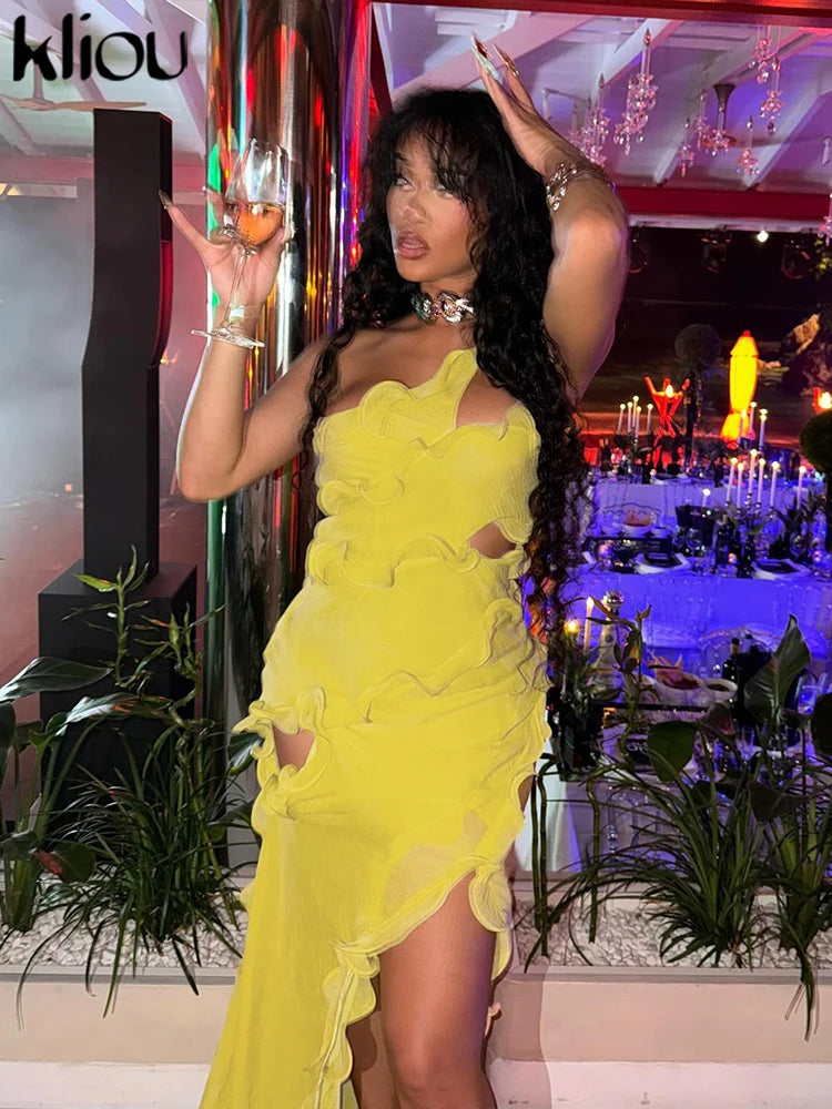 Solid Patchwork Maxi Dress Women