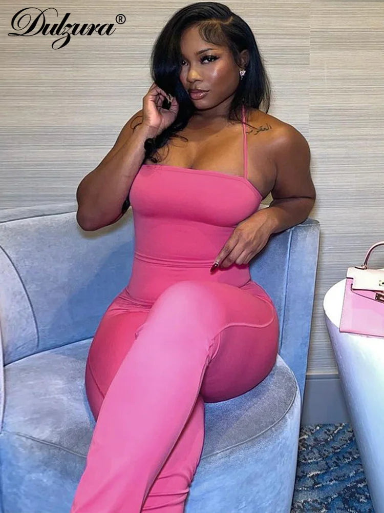 Halter Sleeveless Bell-Bottom Pants Jumpsuit