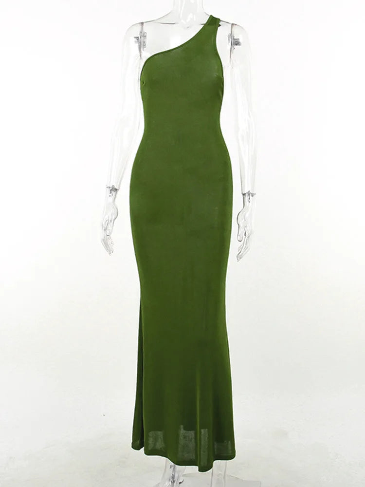 Summer Women Dress Casual&Sexy Inclined Shoulder Backless One Piece