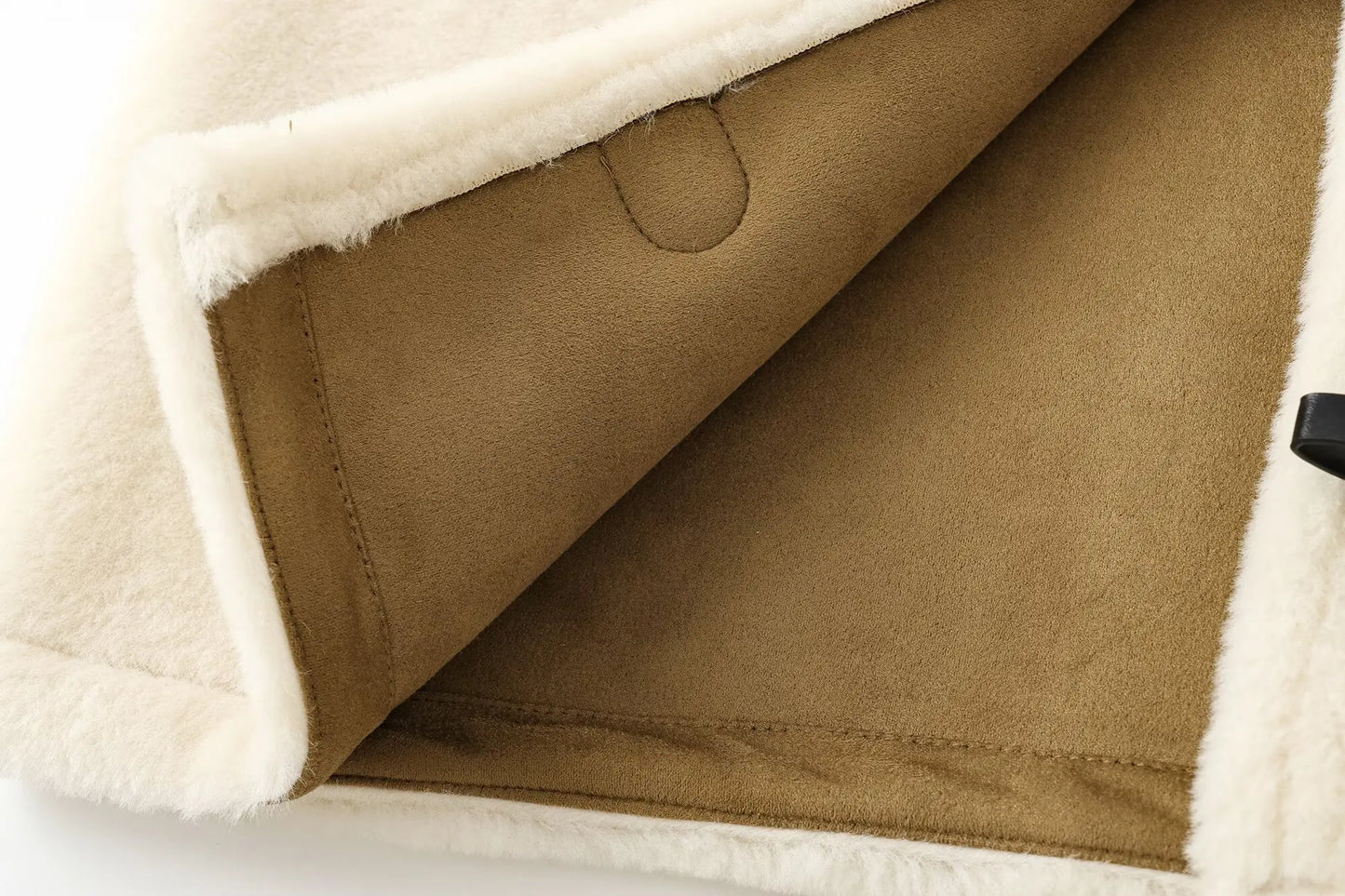 Women's New Fashion Rope Knot Decoration Double-sided Short Fleece Jacket Coat Retro O-Neck Long Sleeved Women's Coat Chic Top